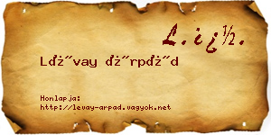 Lévay Árpád névjegykártya